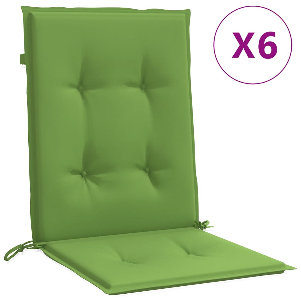 Vidaxx coussins de chaise 6 pcs dossier bas 100x50x4 cm tissu vert mélangé