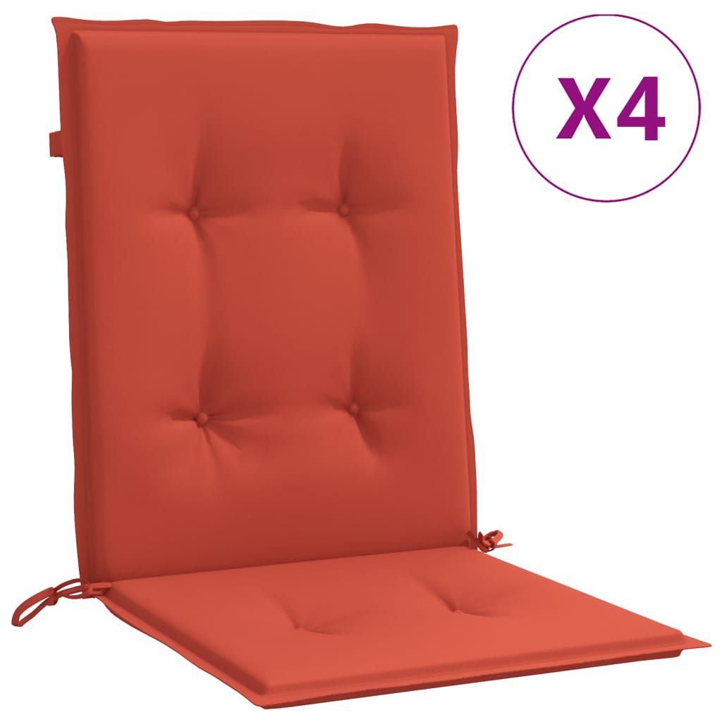 VidaXL coussins de chaise 4 pcs dossier bas 100x50x4 cm tissu mélangé rouge