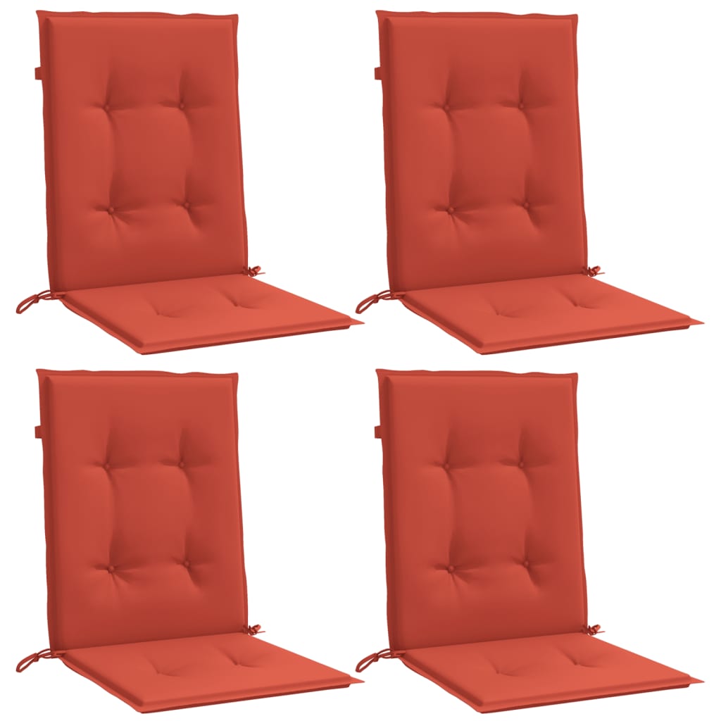VidaXL coussins de chaise 4 pcs dossier bas 100x50x4 cm tissu mélangé rouge