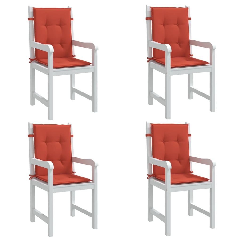 VidaXL coussins de chaise 4 pcs dossier bas 100x50x4 cm tissu mélangé rouge