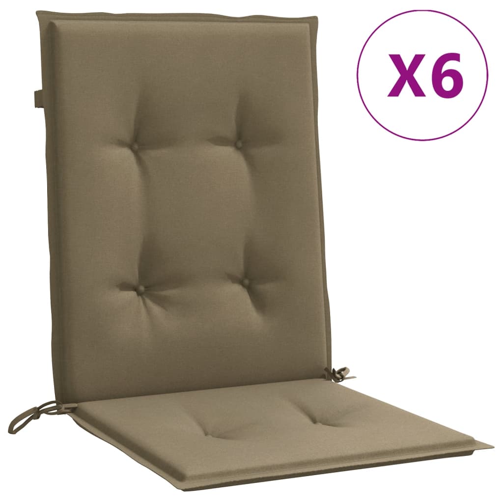 Vidaxx coussins de chaise 6 pcs dossier bas 100x50x4 cm tissu mélange taupe