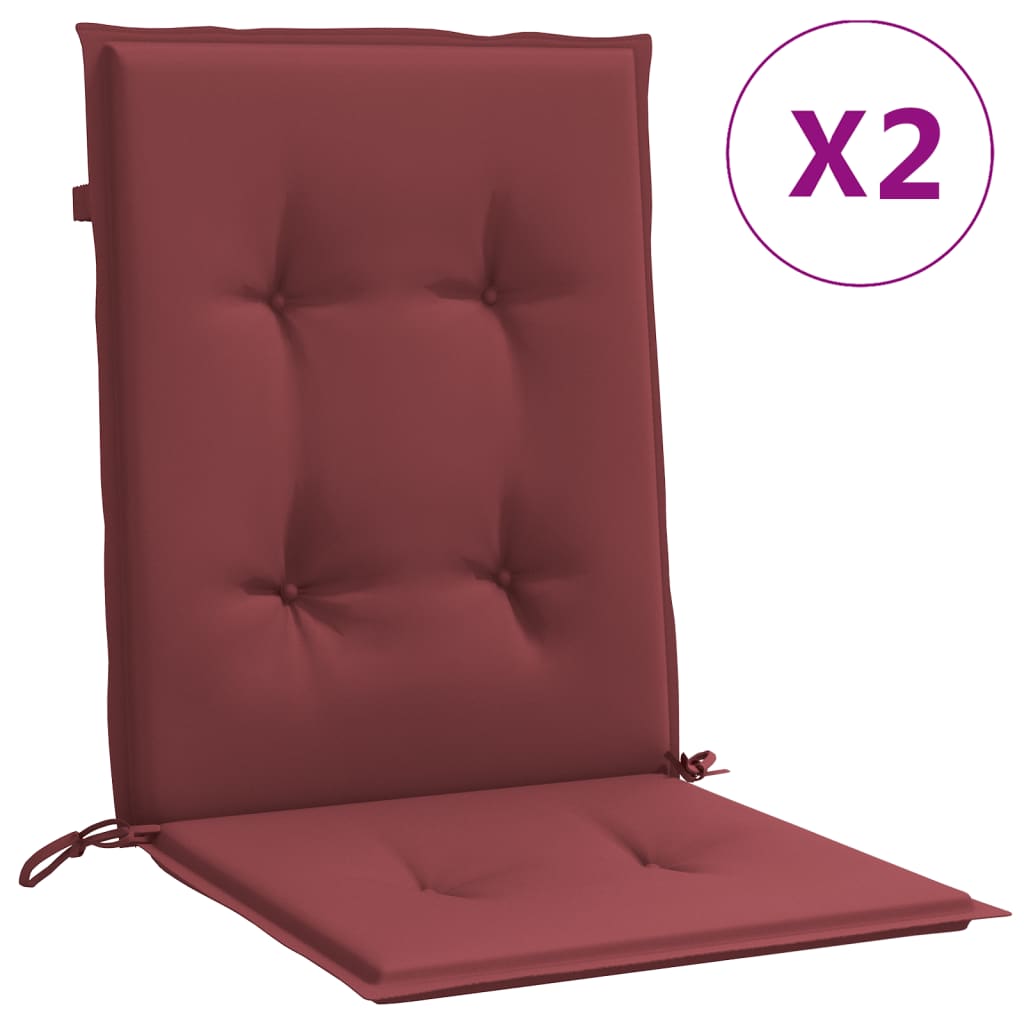 Vidaxx coussins de chaise 2 pcs dossier bas 100x50x4 cm tissu mélangé rouge vin