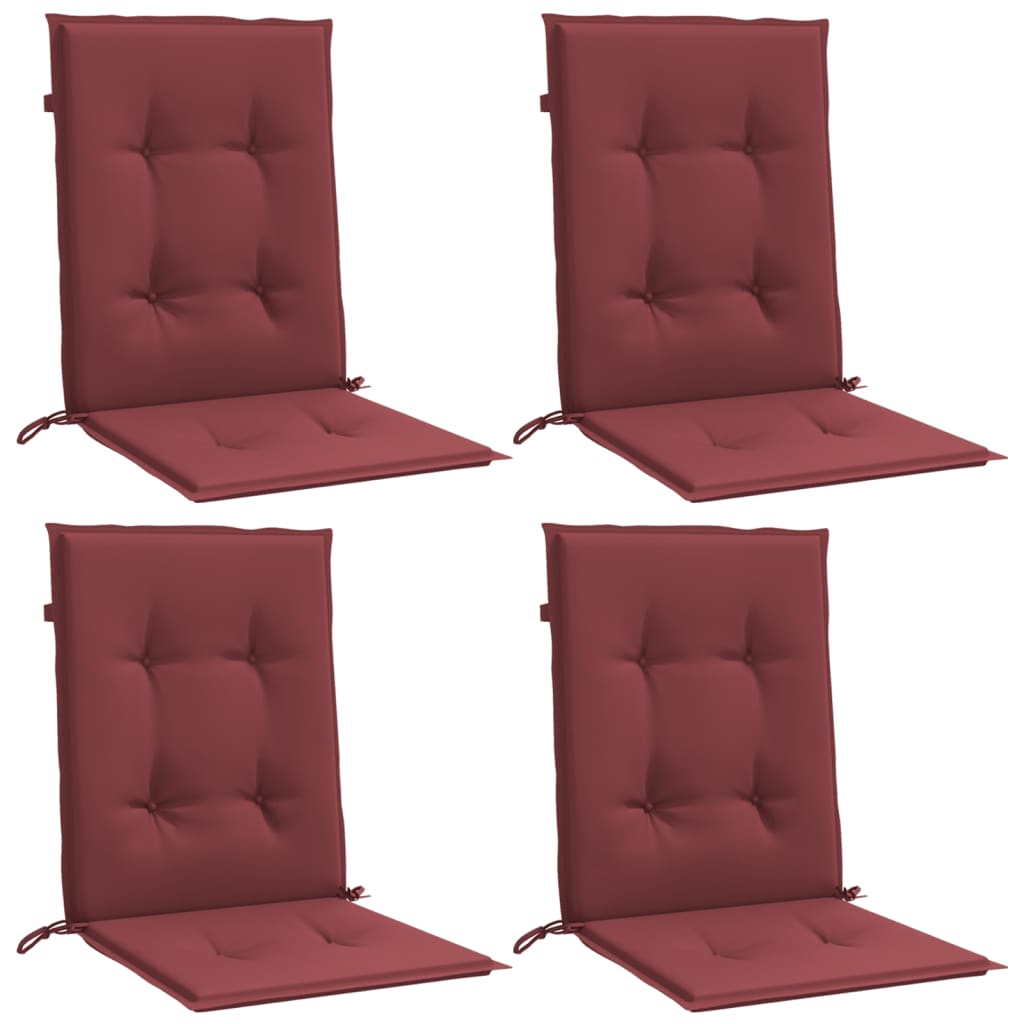 Vidaxx coussins de chaise 4 pcs dossier bas 100x50x4 cm tissu mélangé vin rouge