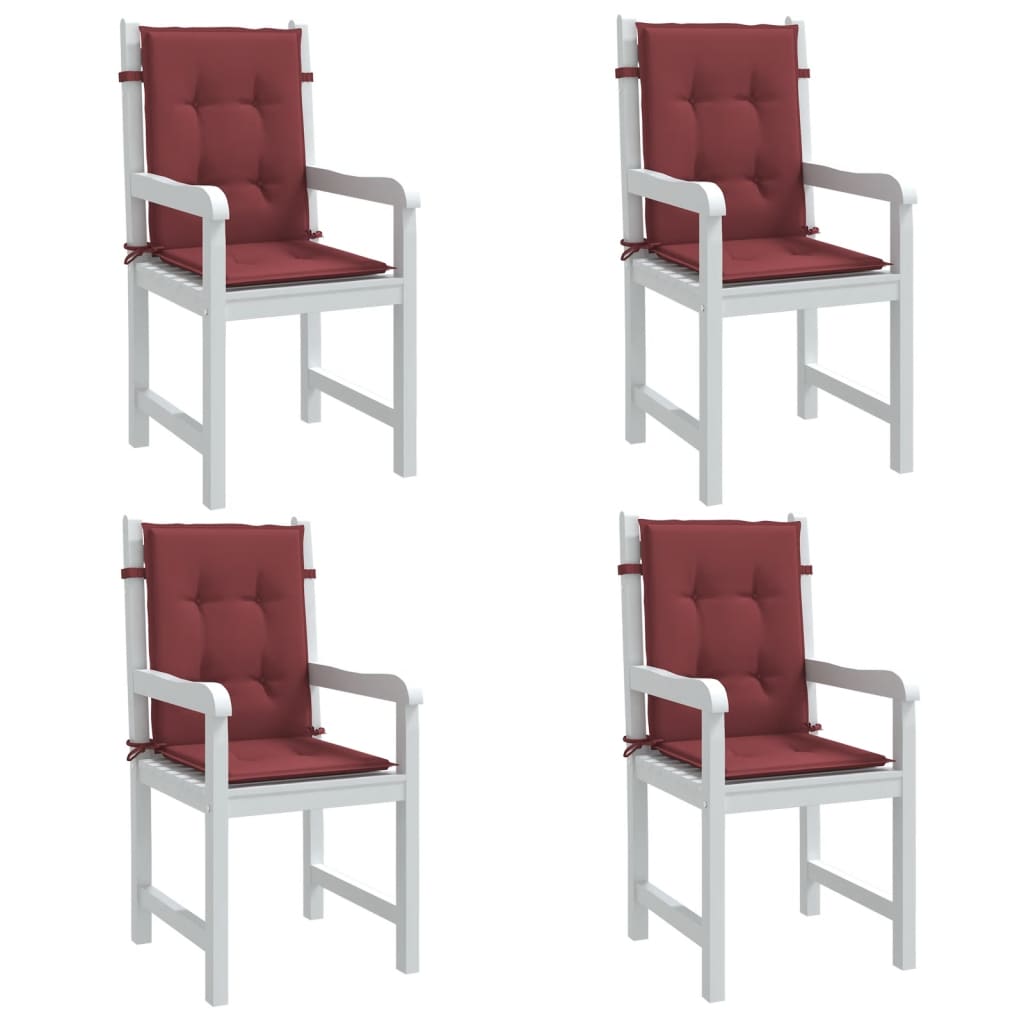 Vidaxx coussins de chaise 4 pcs dossier bas 100x50x4 cm tissu mélangé vin rouge