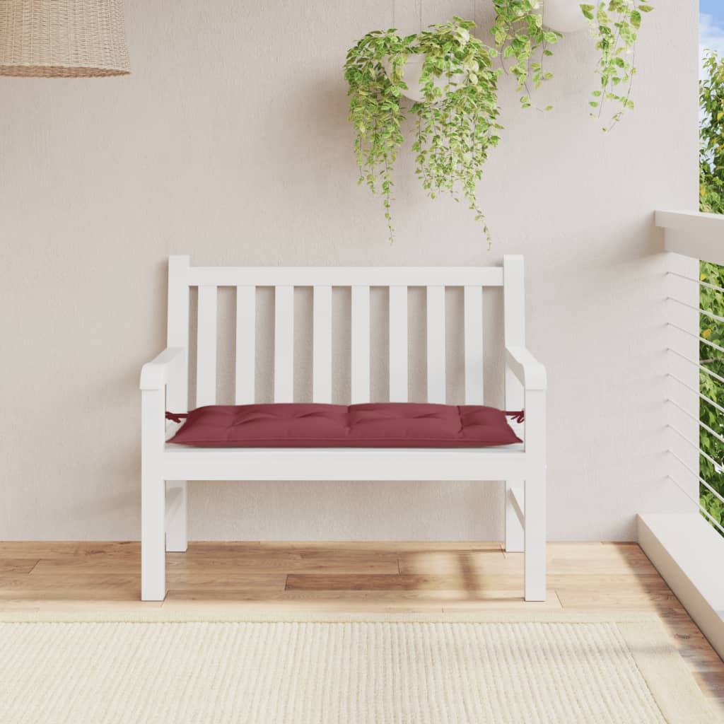VidaXL coussin de banc de jardin 100x50x7 cm tissu mélangé rouge vin