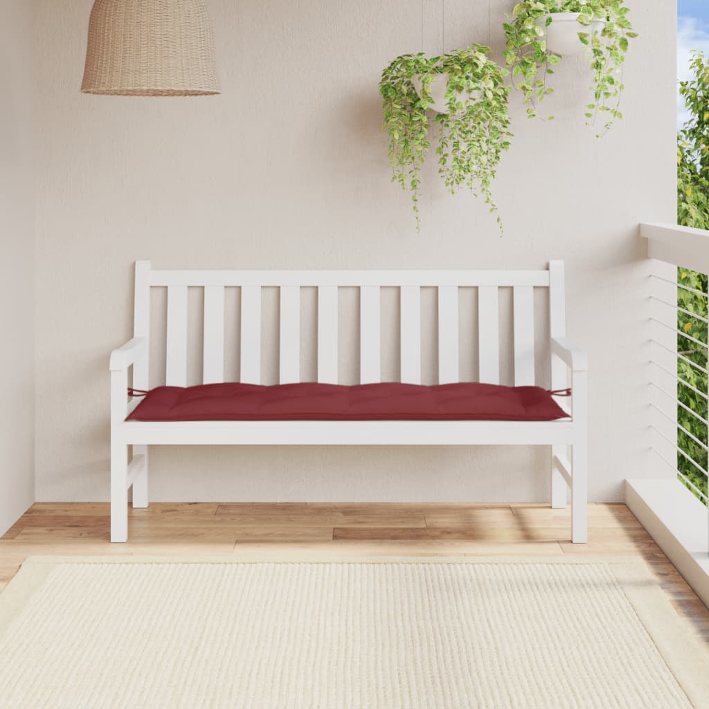 VidaXL coussin de banc de jardin 150x50x7 cm tissu mélangé rouge vin