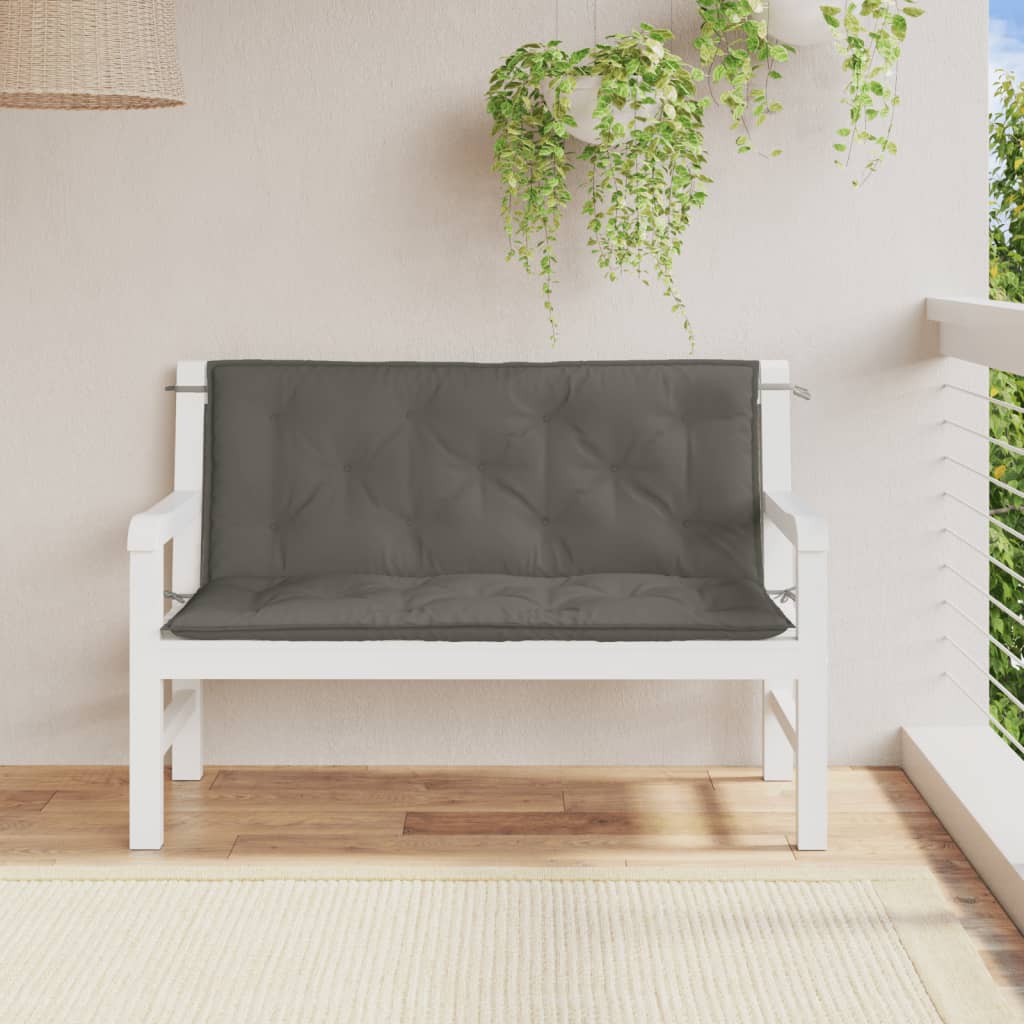 Vidaxx coussins de banc de jardin 2 pcs 120x50x7 cm tissu mélangé gris foncé