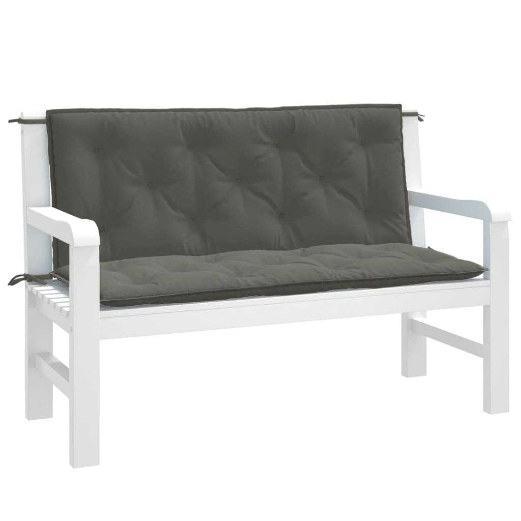 Vidaxx coussins de banc de jardin 2 pcs 120x50x7 cm tissu mélangé gris foncé
