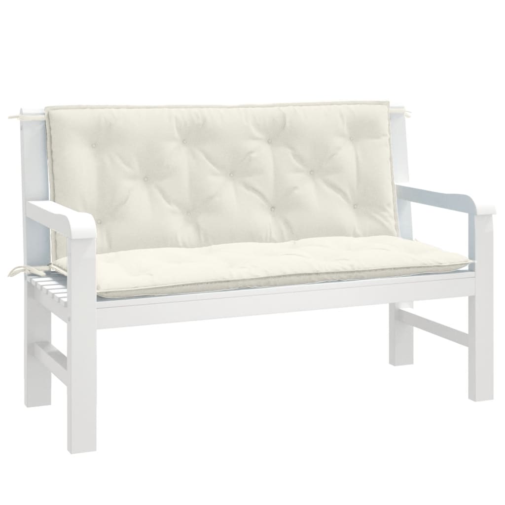 Vidaxx coussins de banc de jardin 2 pcs 120x50x7 cm tissu mélangé crème