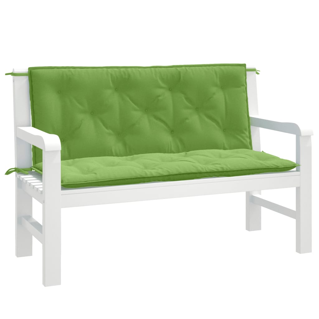 Vidaxx coussins de banc de jardin 2 pcs 120x50x7 cm tissu vert mélangé