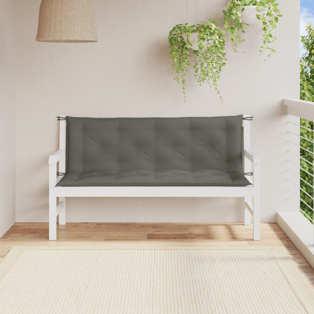 Vidaxx coussins de banc de jardin 2 pcs 150x50x7 cm tissu mélangé gris foncé