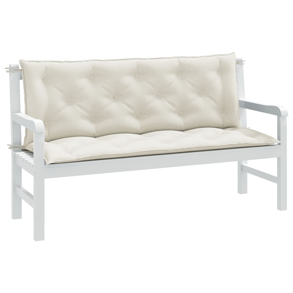 Vidaxx coussins de banc de jardin 2 pcs 150x50x7 cm tissu mélangé crème