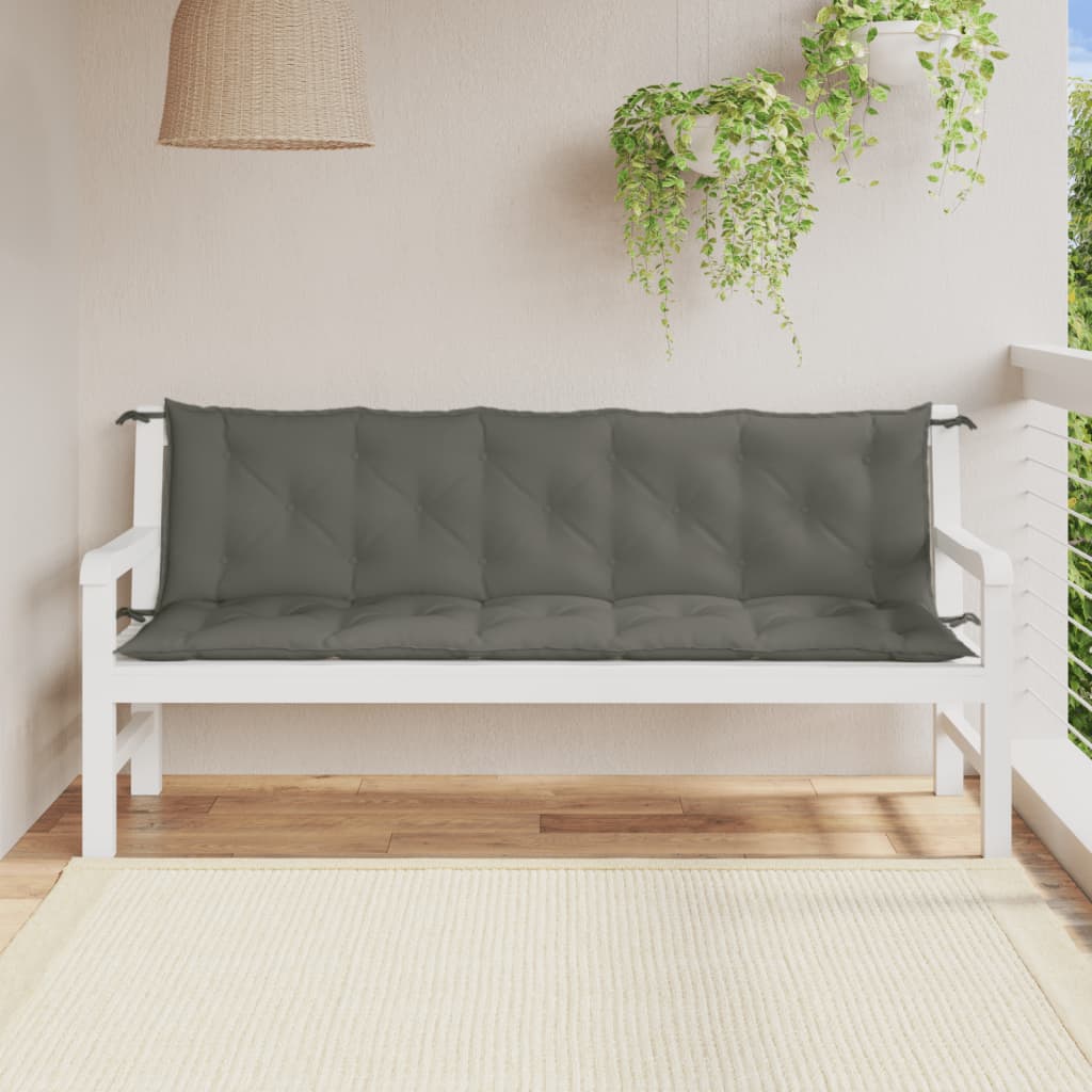 Vidaxx coussins de banc de jardin 2 pcs 180x50x7 cm tissu mélangé gris foncé