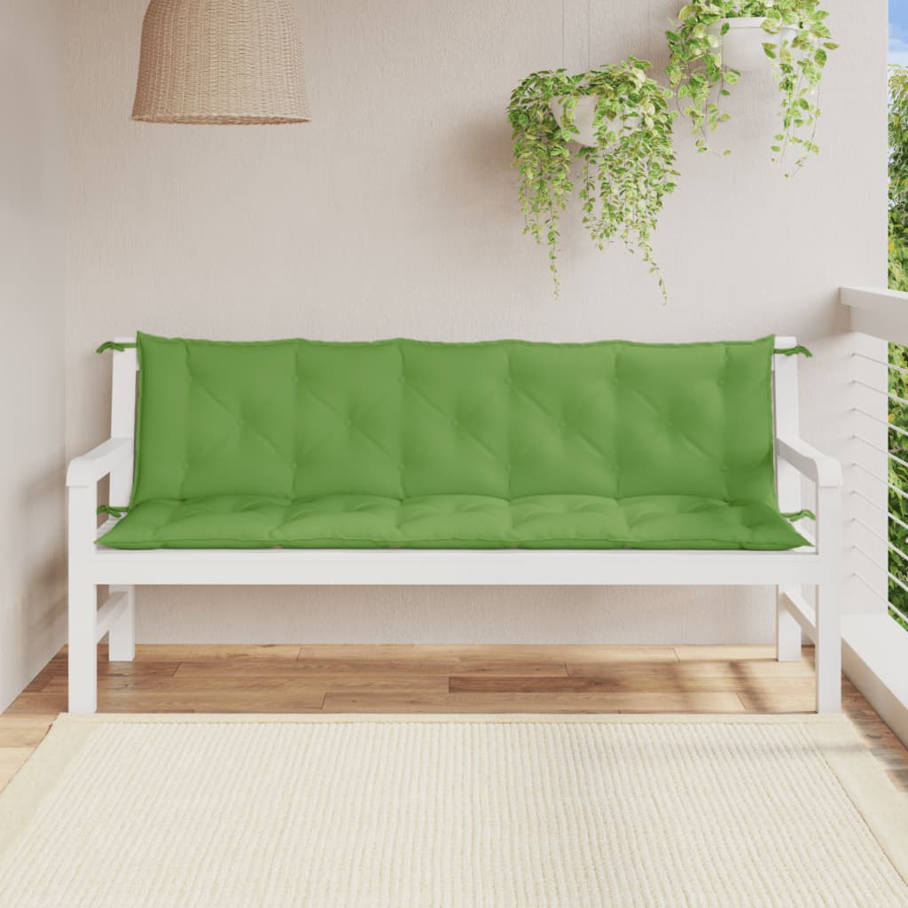 Vidaxx coussins de banc de jardin 2 pcs 180x50x7 cm tissu vert mélangé