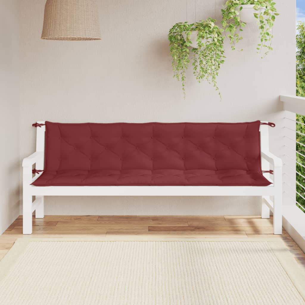 Vidaxx coussins de banc de jardin 2 pcs 200x50x7 cm tissu mélangé rouge vin