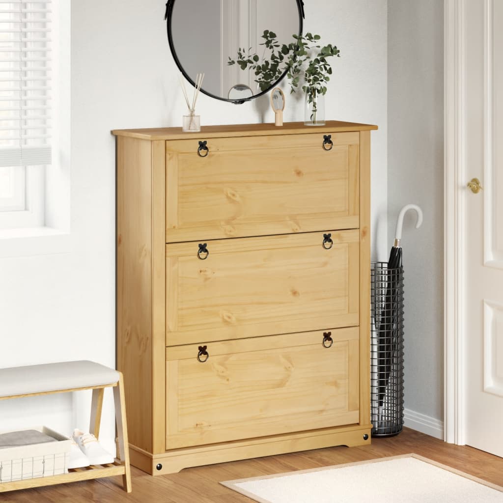 VidaXL Armoire à chaussures Corona 99x32x124,5 cm bois de pin massif