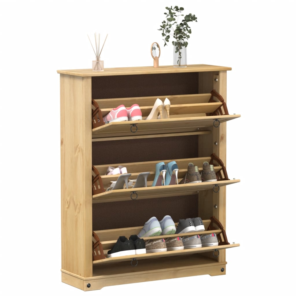 VidaXL Armoire à chaussures Corona 99x32x124,5 cm bois de pin massif