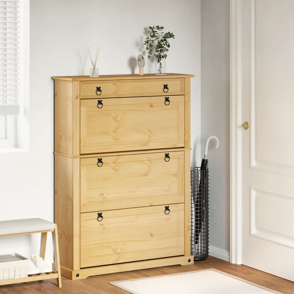 VidaXL Armoire à chaussures Corona 99x32x138 cm bois de pin massif