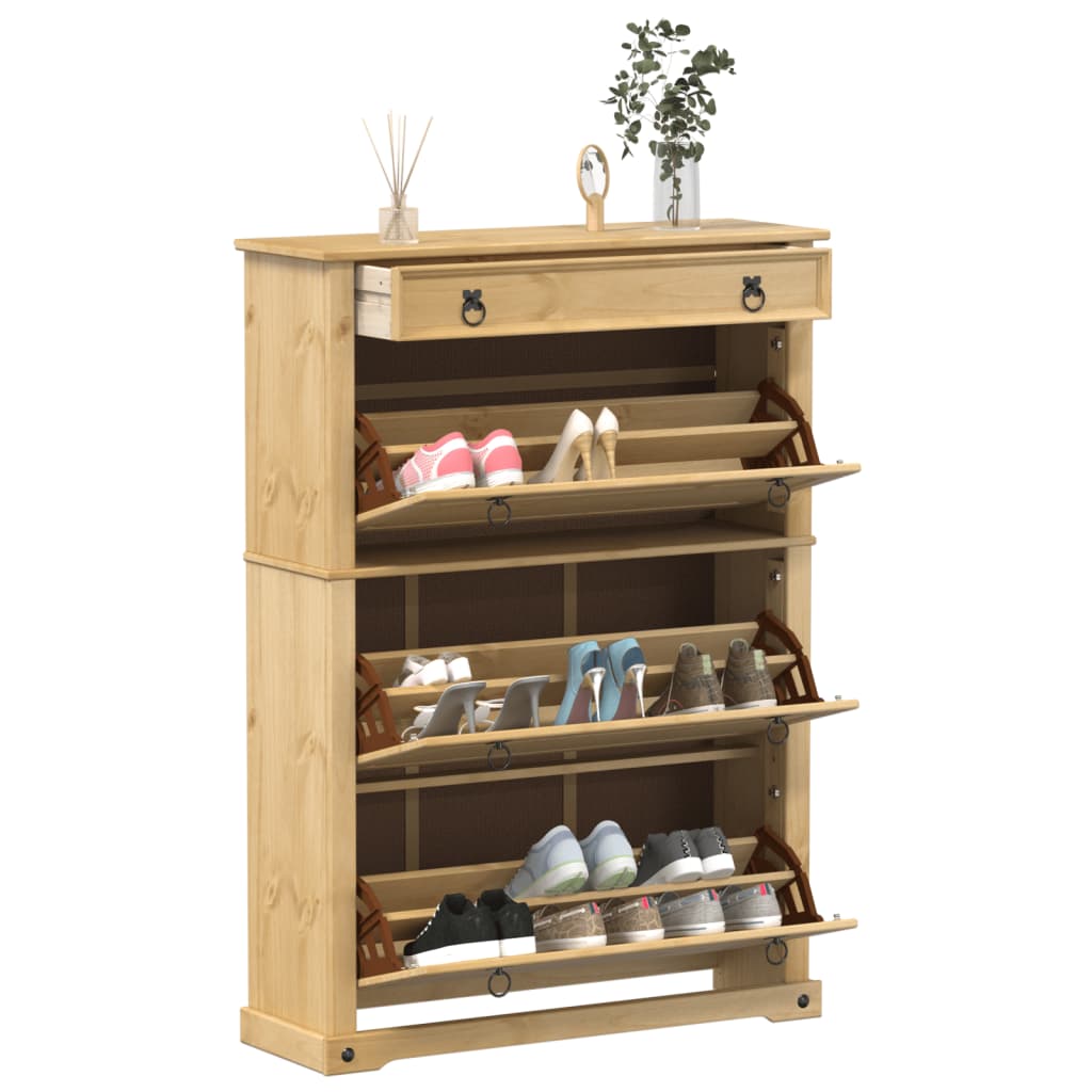 VidaXL Armoire à chaussures Corona 99x32x138 cm bois de pin massif