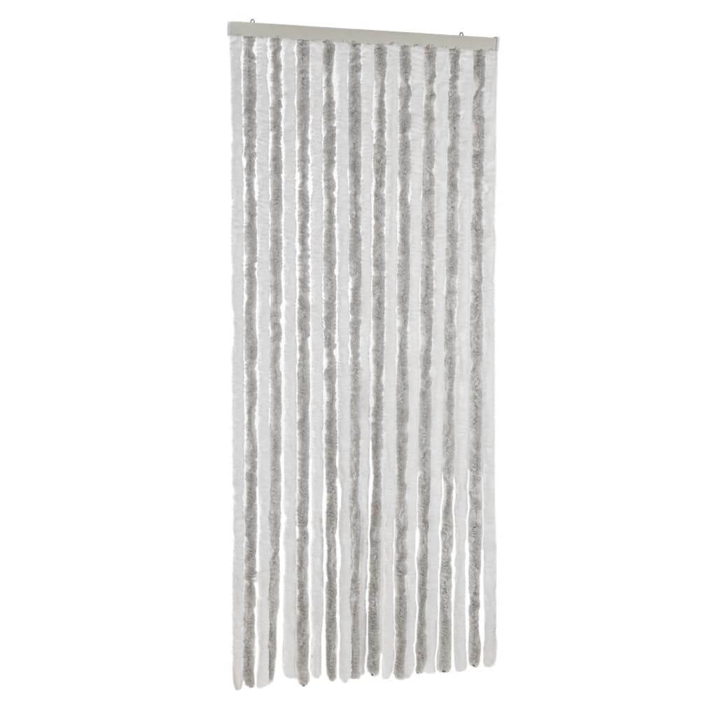 Vidaxx rideau anti-mouches 90x220 cm chenille gris clair et blanc