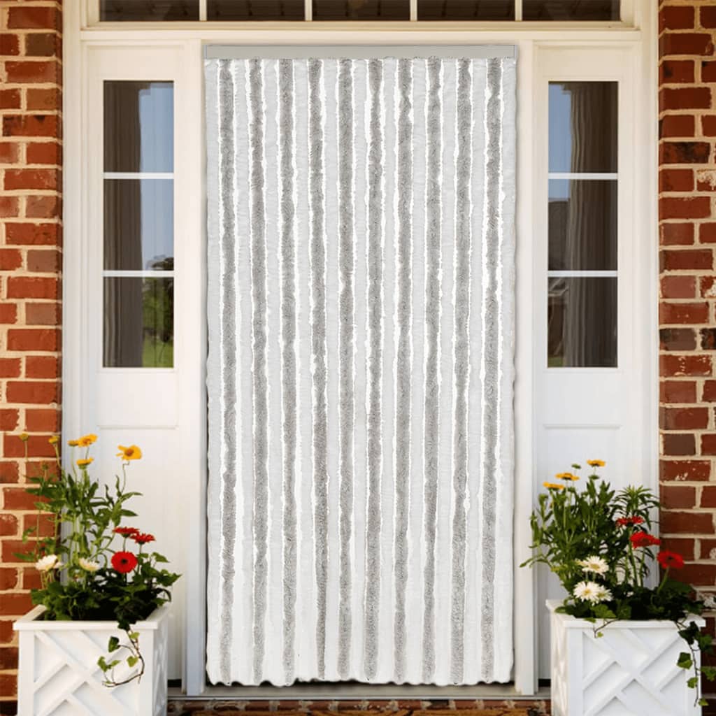 Vidaxx rideau anti-mouches 90x220 cm chenille gris clair et blanc