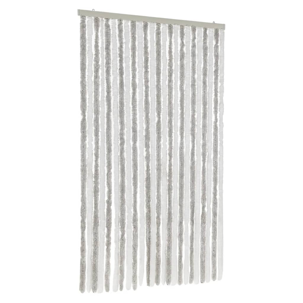 Vidaxx rideau anti-mouches 100x220 cm chenille gris clair et blanc