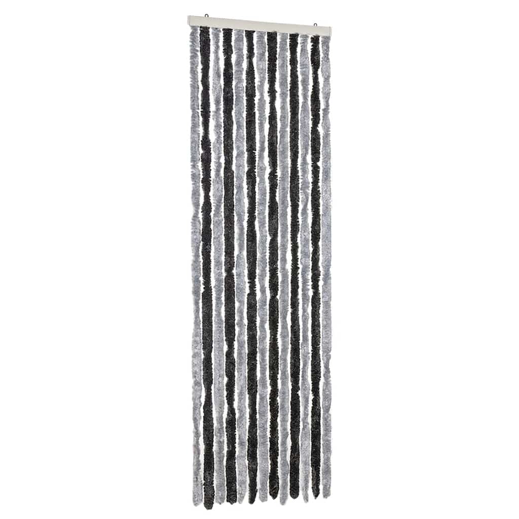 VidaXL Rideau anti-mouches 56x185 cm chenille gris et noir