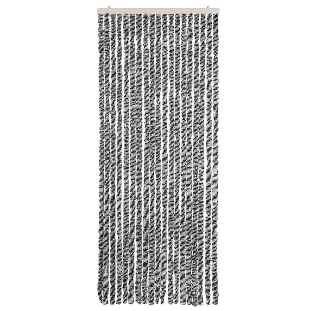 Vidaxx rideau anti-mouches 56x185 cm chenille gris et noir et blanc