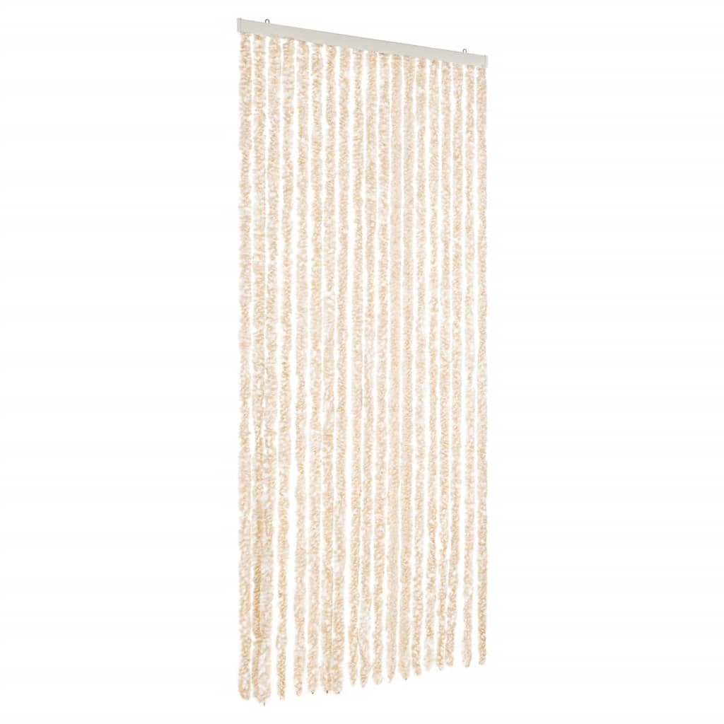 VidaXL Rideau anti-mouches 56x185 cm chenille beige et blanc