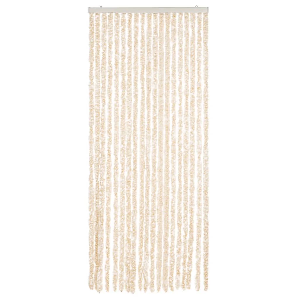 VidaXL Rideau anti-mouches 56x185 cm chenille beige et blanc