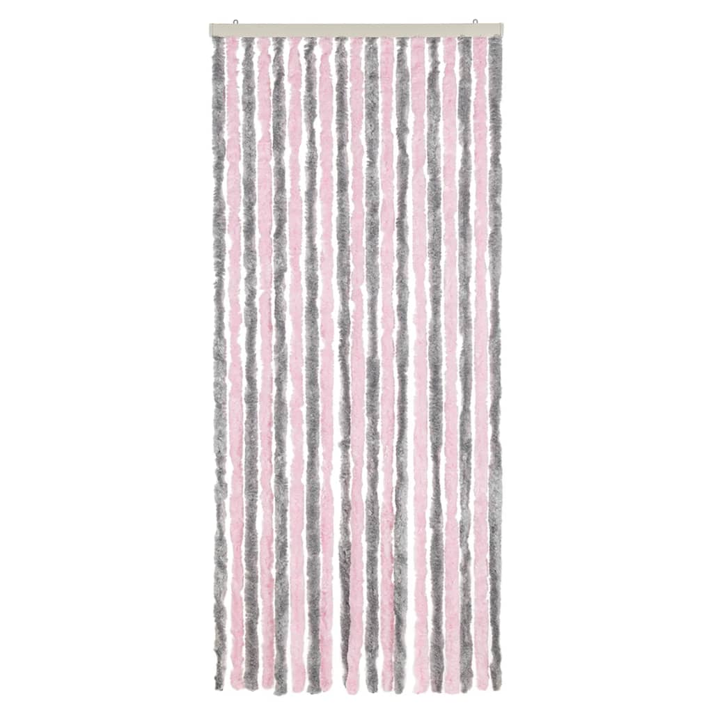 Vidaxx rideau anti-mouches 56x185 cm chenille gris argenté et rose