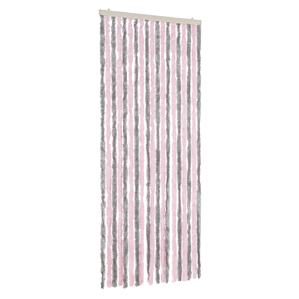 Vidaxx rideau anti-mouches 56x200 cm chenille gris argenté et rose