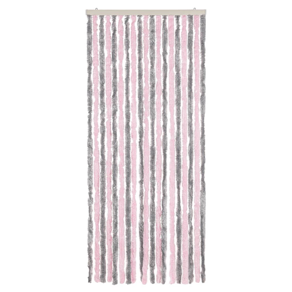 Vidaxx rideau anti-mouches 56x200 cm chenille gris argenté et rose