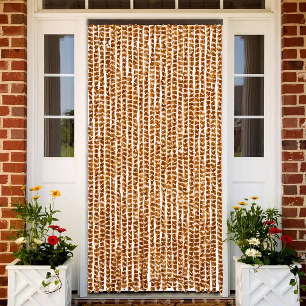 Vidaxx rideau anti-mouches 100x200 cm chenille ocre et blanc