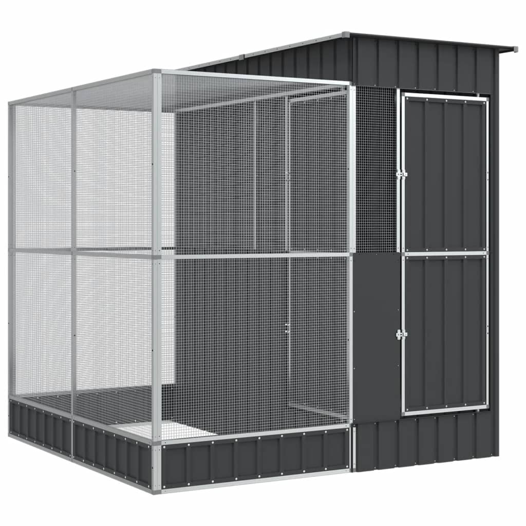 VidaXL Volière avec extension 209x203x216 cm acier argent