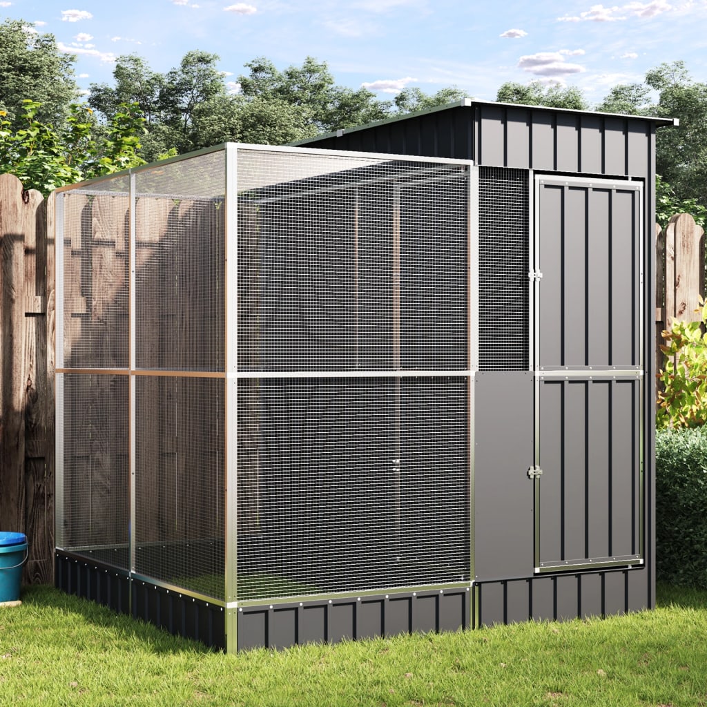 VidaXL Volière avec extension 209x203x216 cm acier argent