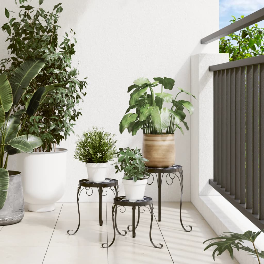 Vidaxl supports pour plantes 3 pcs en céramique noir et blanc