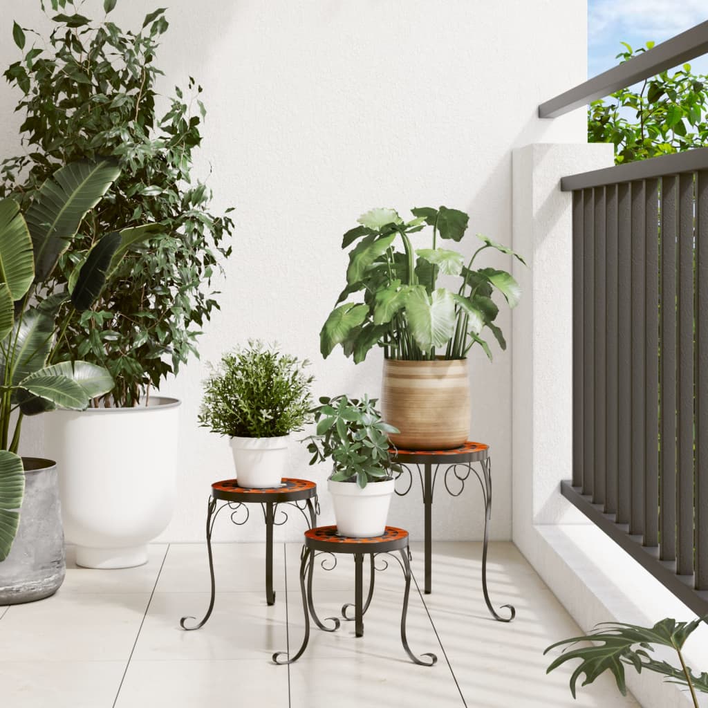 Vidaxl supports pour plantes 3 pcs en céramique terre cuite colorée et blanche