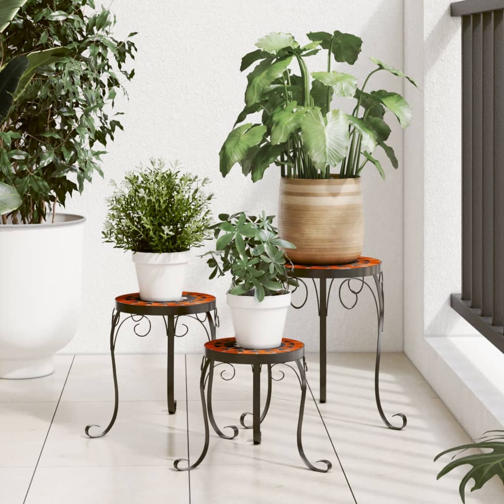 Vidaxl supports pour plantes 3 pcs en céramique terre cuite colorée et blanche