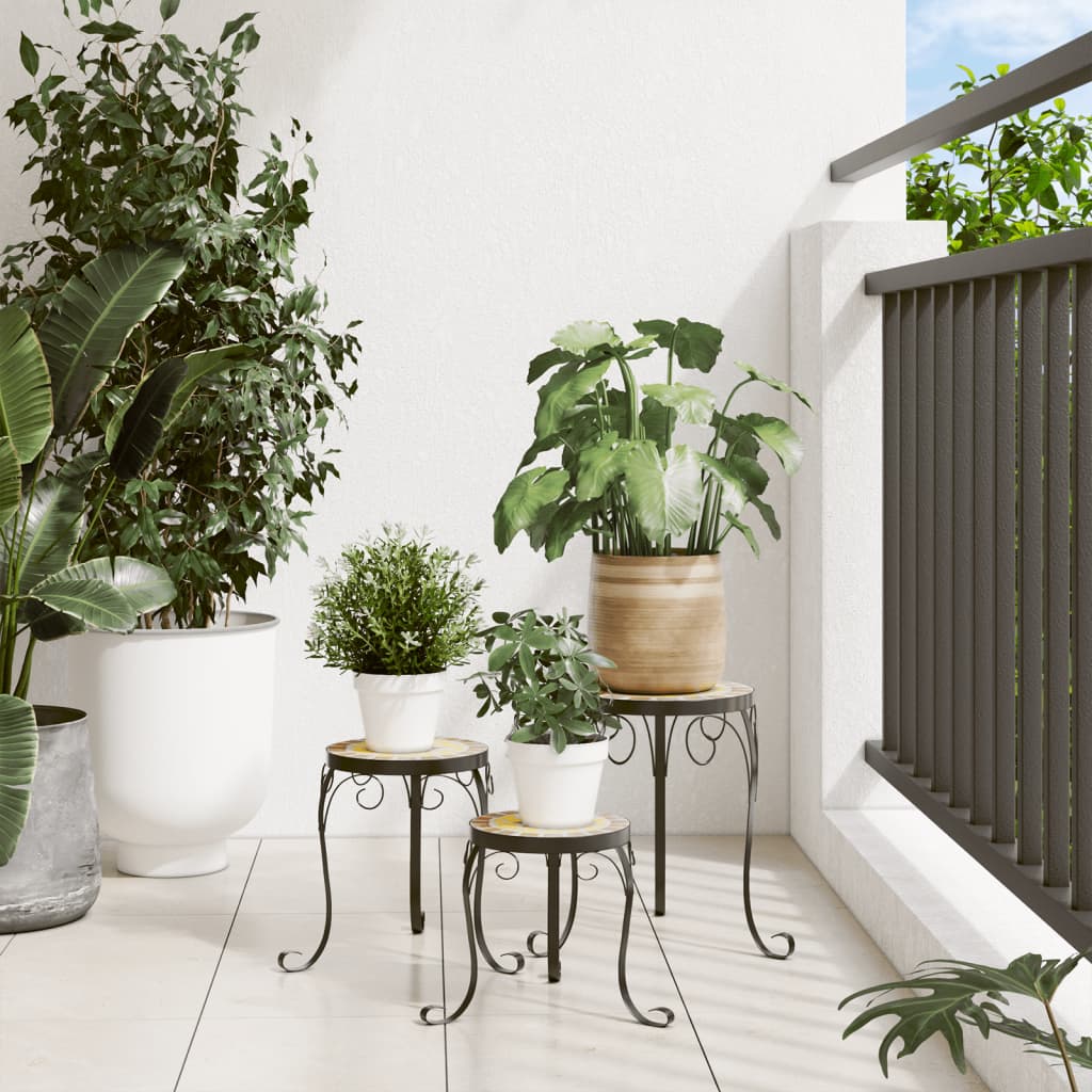 Vidaxl supports pour plantes 3 pcs en céramique terre cuite colorée et blanche