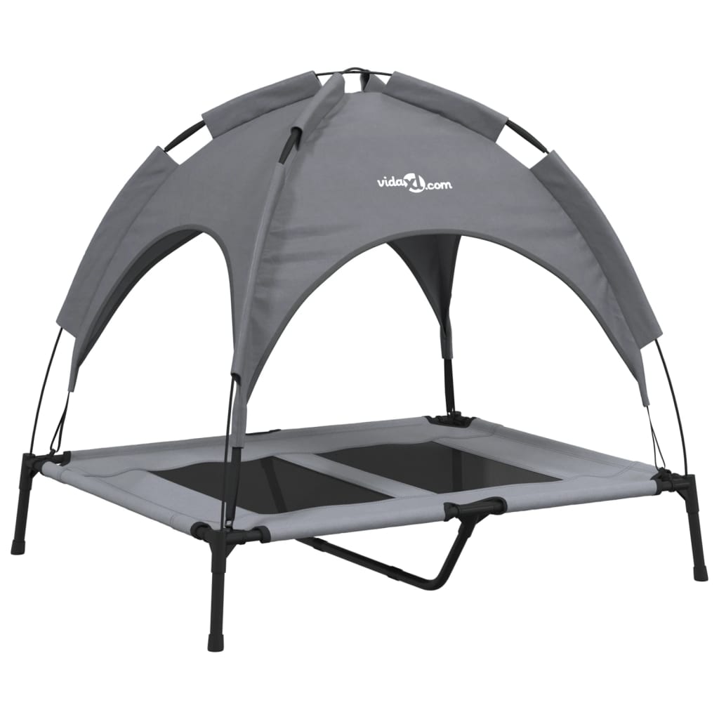 Lit pour chien Vidaxl avec auvent tissu oxford et acier anthracite