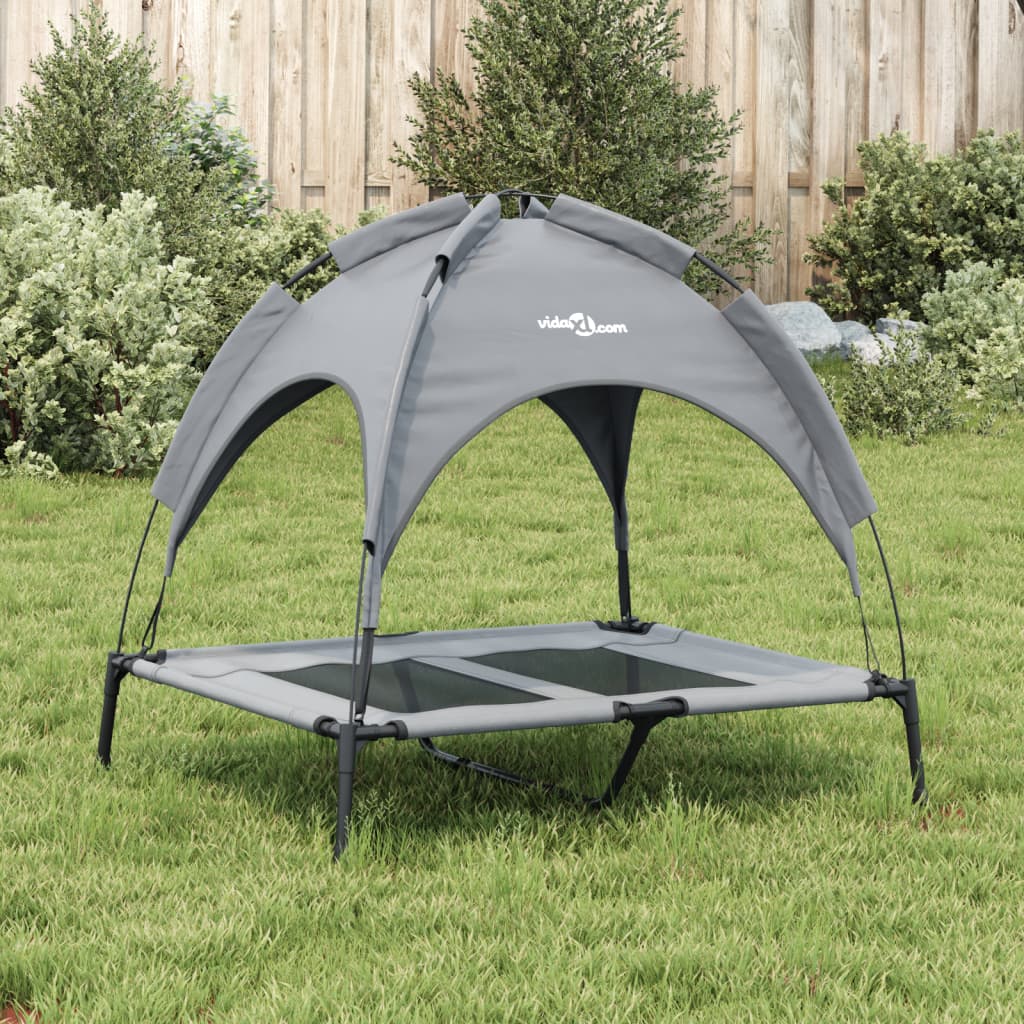 Lit pour chien Vidaxl avec auvent tissu oxford et acier anthracite