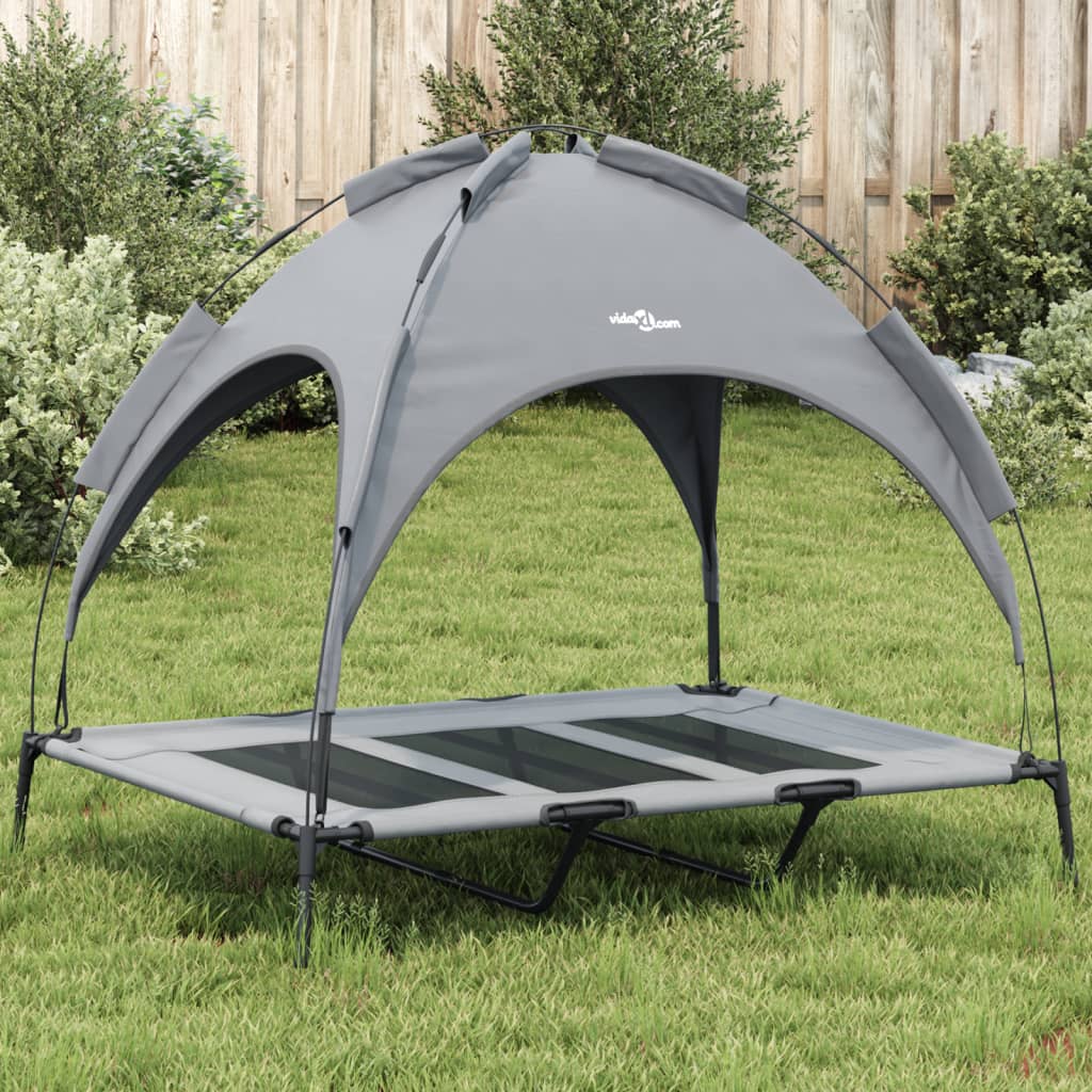 Lit pour chien Vidaxl avec auvent tissu oxford et acier anthracite