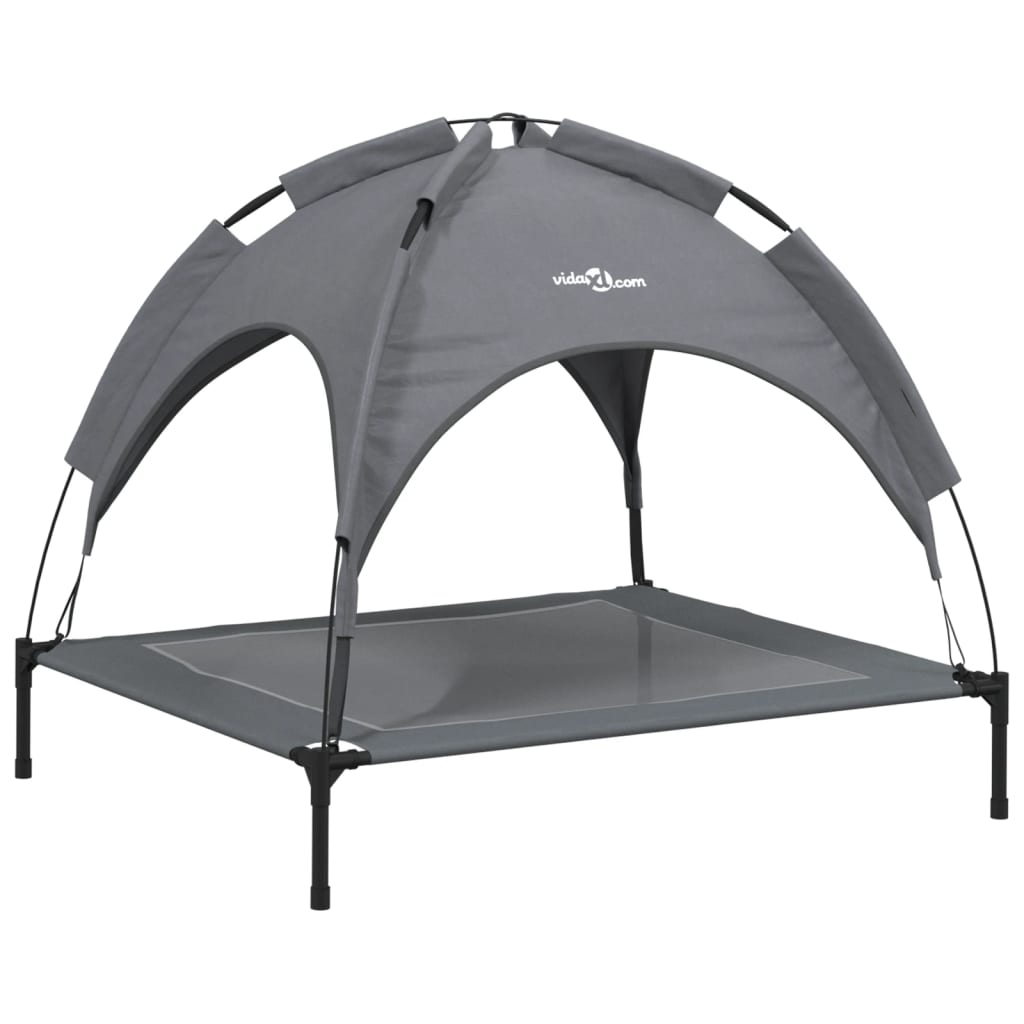 Lit pour chien Vidaxl avec auvent tissu oxford et acier anthracite