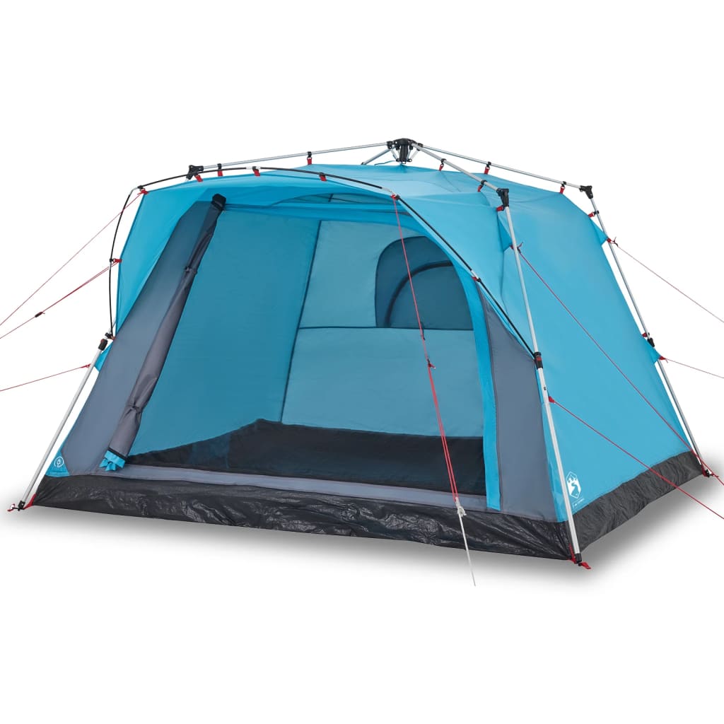 Tente de camping Vidaxl 4 personnes à dégagement rapide bleu