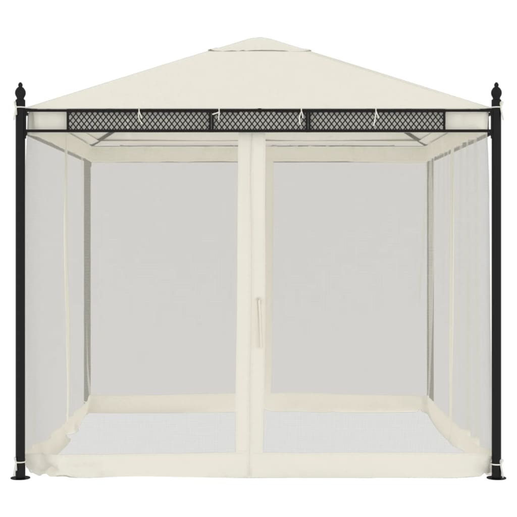 Tonnelle Vidaxx avec parois latérales en maille 2,93x2,93 m acier couleur crème