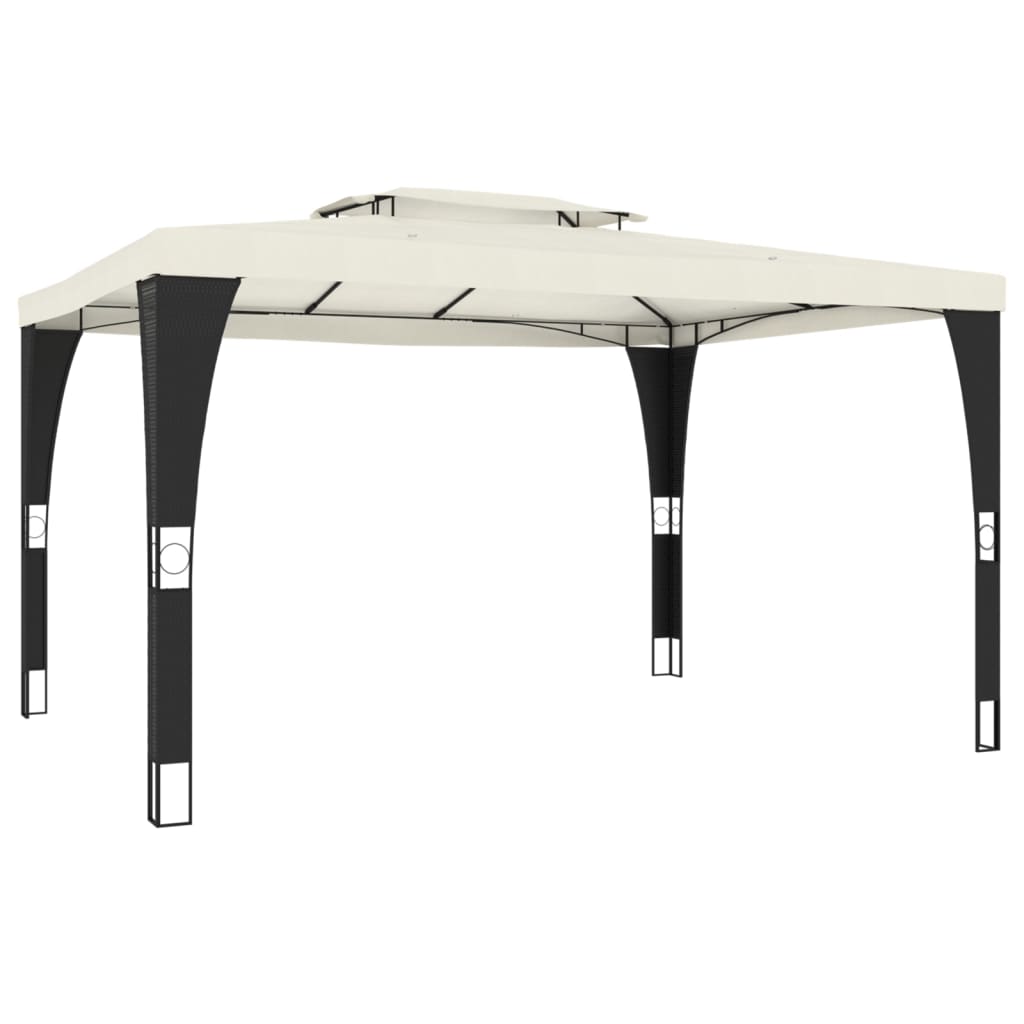 VidaXL Gazebo à double toit 3,98x2,98 m en acier couleur crème