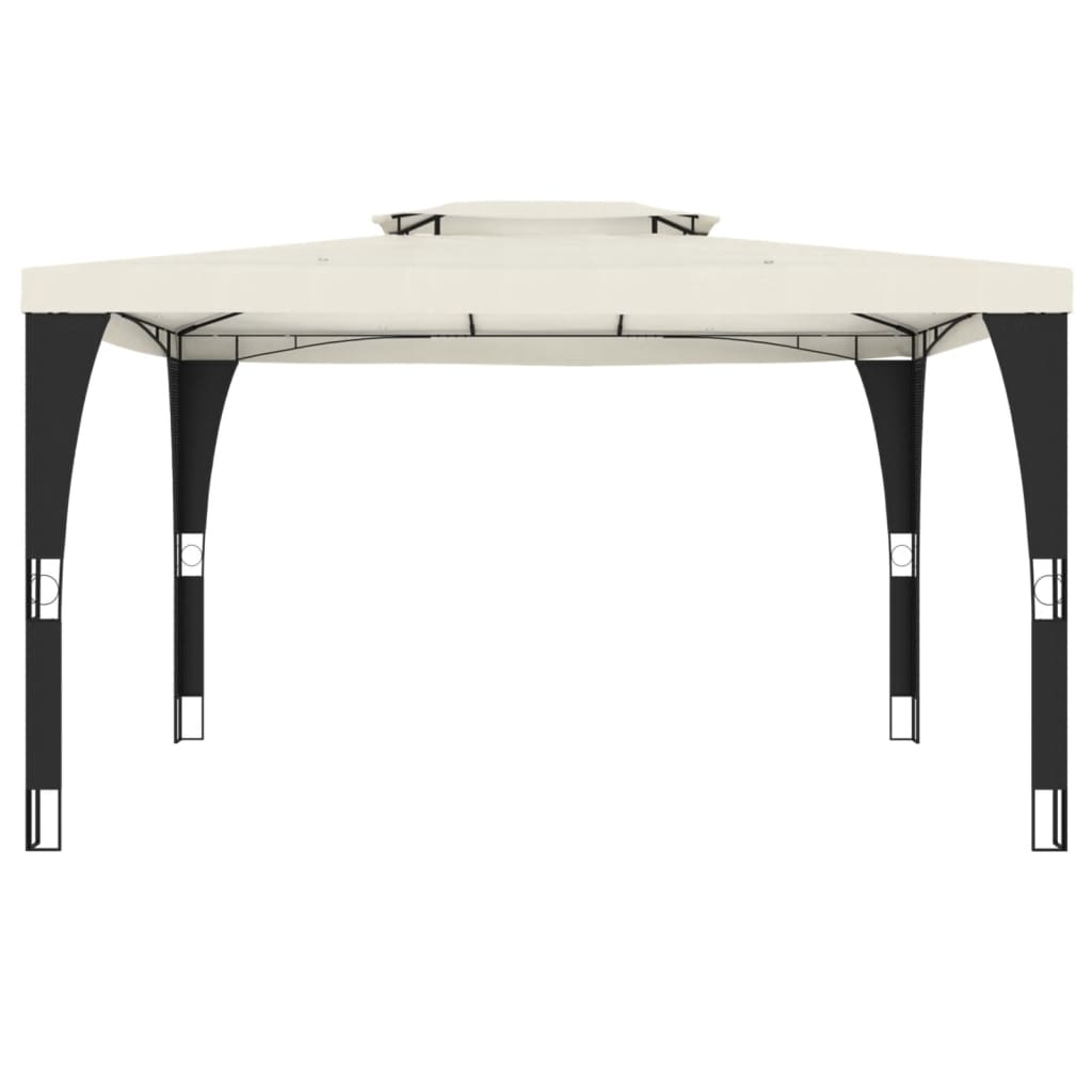 VidaXL Gazebo à double toit 3,98x2,98 m en acier couleur crème