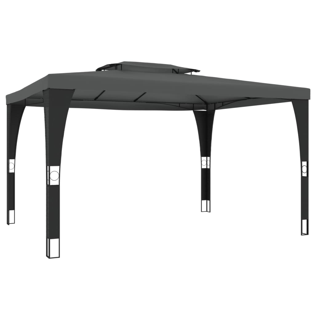 VidaXL Gazebo à double toit 3,98x2,98 m acier anthracite