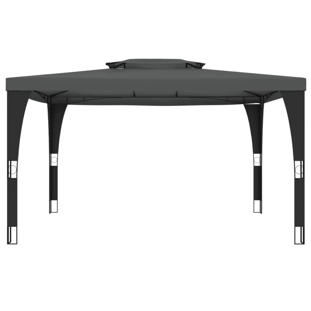 VidaXL Gazebo à double toit 3,98x2,98 m acier anthracite